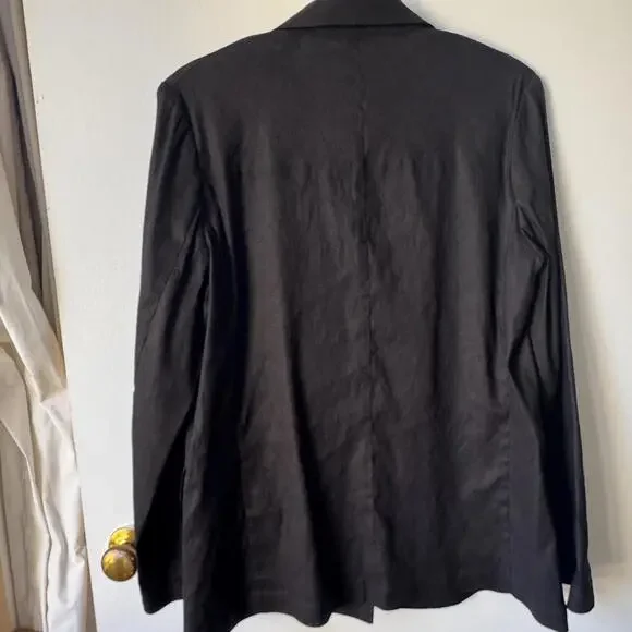 Black muji hemp shirt jacket light blazer, button down brand new coat! Size s - Picture 5 of 8